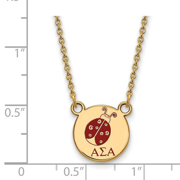 14K Plated Silver Alpha Sigma Alpha Small Mascot Enamel Necklace - Picture 3 of 6